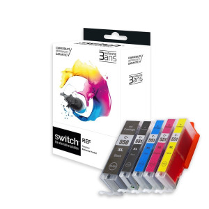 SWITCH Canon C550XL/C551XL Pack x 5 compatible avec PGI550PGBKXL, CLI551XL - Noir Cyan Magenta Jaune Photo