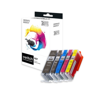 Pack 5 Cartouches Canon C580/581XXL Compatible - Couleurs Multiples